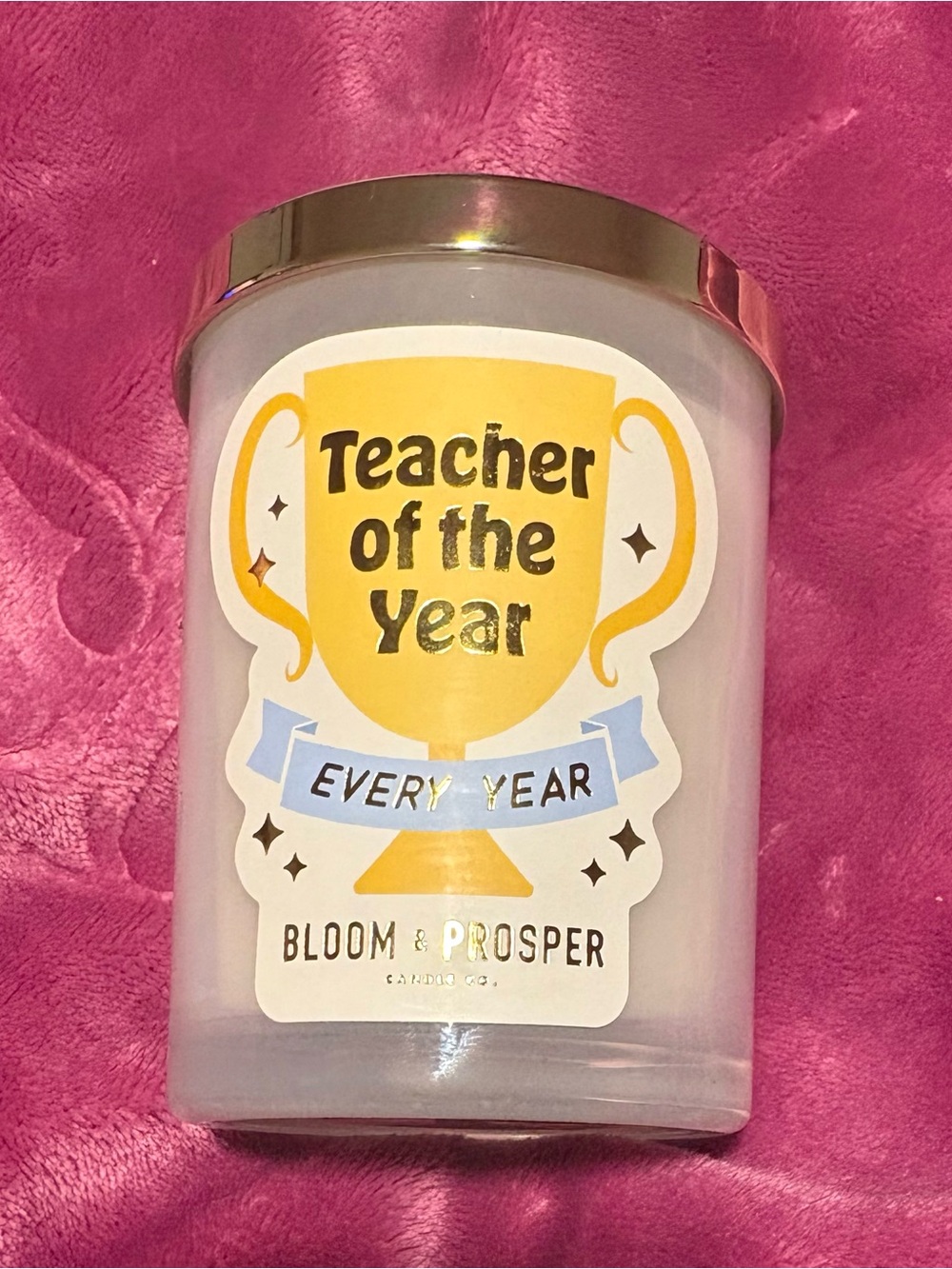 Bloom & Prosper 'Teacher of the Year' Trophy Warm Vanilla Scented Candle